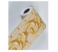 tooloflife 2 rollos de papel tapiz de moldura floral amarilla, autoadhesivo, para el hogar, techo, borde decorativo extraíble, PVC, en relieve, transferencia de azulejos