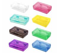 tooloflife 4 estuches de gran capacidad, caja de almacenamiento con tapa hermética para manualidades, bolígrafos, ceras, brochas de maquillaje (colorido), Transparente, verde fresco, marrón, morado