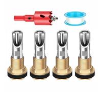 tooloflife Juego de 4 bebederos automáticos para cerdos con boquilla de acero inoxidable, sistema de agua con conector de latón de 1/2", abridor de agujeros y cinta adhesiva para cerdos de engorde