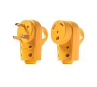 tooloflife Juego de enchufe macho hembra de 30 A, 125 V, enchufes de conexión de caravana resistentes, repuesto de agarre de dedo para autocaravana, remolque, cámper, amarillo limón