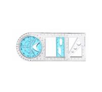 tooloflife Plantilla de dibujo móvil de plástico transparente azul y blanco y regla geométrica, herramienta de medición matemática de doble cara que crea fácilmente círculos, elipses, arcos, líneas