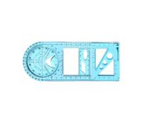 tooloflife Plantilla de dibujo móvil de plástico transparente azul y regla geométrica, herramienta de medición matemática de doble cara que crea fácilmente círculos, elipses, arcos, líneas paralelas