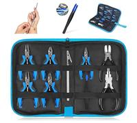 Toolour Juego de Alicates 16 Piezas - Herramienta de Bricolaje con Bandeja de Madera para Fabricación de Joyas - Incluye Mini Alicates de Punta y Diagonal para Corte de Alambre