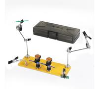 Toolour Tercera Mano ClampRex O3-BOX para Maker - Soporte de Soldadura Compacto con Abrazaderas Paralelas Duales, Base Magnética Ajustable para Placas de Circuito, Cables Finos y Componentes, Sin