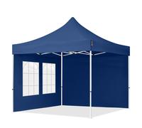 TOOLPORT 3x3 m Carpa plegable, ECONOMY acero 30mm, 2 laterales incl. con ventanas rectangulares, azul - (59036)