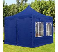 TOOLPORT 3x3 m Carpa plegable, ECONOMY acero 30mm, 4 laterales incl. con ventanas rectangulares, azul - (582633)