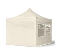 TOOLPORT 3x3 m Carpa plegable, ECONOMY acero 30mm, 4 laterales incl. con ventanas rectangulares, crema - (581833)
