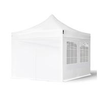 TOOLPORT 3x3 m Carpa plegable, ECONOMY acero 30mm, laterales con ventanas rectangulares, blanco - (581829)