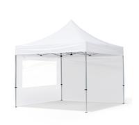 TOOLPORT 3x3 m Carpa plegable, ECONOMY aluminio 32mm, 2 laterales in on ventanas panorámicas, blanco - (59017)