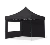 TOOLPORT 3x3 m Carpa plegable, ECONOMY aluminio 32mm, 2 laterales in on ventanas panorámicas, negro - (59015)