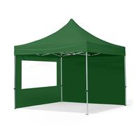 TOOLPORT 3x3 m Carpa plegable, ECONOMY aluminio 32mm, 2 laterales in on ventanas panorámicas, verde oscuro - (59007)