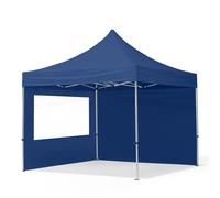 TOOLPORT 3x3 m Carpa plegable, ECONOMY aluminio 32mm, 2 laterales in on ventanas panorámicas, azul - (59000)