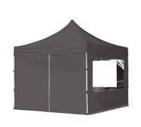TOOLPORT 3x3 m Carpa plegable, ECONOMY aluminio 32mm, 4 laterales in on ventanas panorámicas, gris oscuro - (59006)