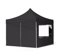 TOOLPORT 3x3 m Carpa plegable, ECONOMY aluminio 32mm, 4 laterales in on ventanas panorámicas, negro - (59016)