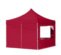 TOOLPORT 3x3 m Carpa plegable, ECONOMY aluminio 32mm, 4 laterales in on ventanas panorámicas, rojo - (59014)