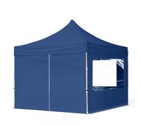 TOOLPORT 3x3 m Carpa plegable, ECONOMY aluminio 32mm, 4 laterales incl. con ventanas panorámicas, azul - (59001)