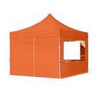 TOOLPORT 3x3 m Carpa plegable, ECONOMY aluminio 32mm, 4 laterales in on ventanas panorámicas, naranja - (59012)