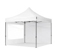 TOOLPORT 3x3 m Carpa plegable, PREMIUM acero 40mm, 2 laterales in on ventanas panorámicas, blanco - (600036)