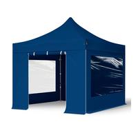 TOOLPORT 3x3 m Carpa plegable, PREMIUM acero 40mm, 4 laterales in on ventanas panorámicas, azul - (600010)