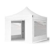 TOOLPORT 3x3 m Carpa plegable, PREMIUM acero 40mm, 4 laterales in on ventanas panorámicas, blanco - (600112)