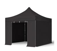 TOOLPORT 3x3 m Carpa plegable, PREMIUM acero 40mm, 4 laterales incl. sin ventana, negro - (600003)