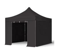 TOOLPORT 3x3 m Carpa plegable, PREMIUM acero 40mm, 4 laterales incl. sin ventana, negro - (600109)
