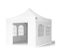 TOOLPORT 3x3 m Carpa plegable, PROFESSIONAL aluminio 40mm, 4 laterales incl. con ventanas de arco, blanco - (600135)