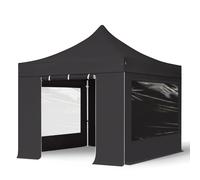 TOOLPORT 3x3 m Carpa plegable, PROFESSIONAL aluminio 40mm, 4 laterales in on ventanas panorámicas, negro - (600146)
