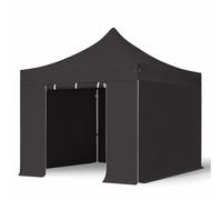 TOOLPORT 3x3 m Carpa plegable, PROFESSIONAL aluminio 40mm, 4 laterales incl. sin ventana, negro - (600143)
