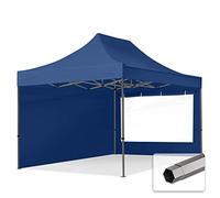 TOOLPORT 3x4,5 m Carpa Plegable Carpa de Fiesta, Premium Acero 40mm, Laterales con Ventanas panorámicas, Azul