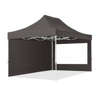 TOOLPORT 3x4,5 m Carpa plegable, ECONOMY acero 30mm, 2 laterales in on ventanas panorámicas, gris oscuro - (59044)