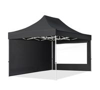 TOOLPORT 3x4,5 m Carpa plegable, ECONOMY acero 30mm, 2 laterales incl. con ventanas panorámicas, negro - (59358)