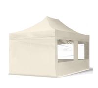 TOOLPORT 3x4,5 m Carpa plegable, ECONOMY acero 30mm, 4 laterales in on ventanas panorámicas, crema - (59043)