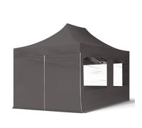 TOOLPORT 3x4,5 m Carpa plegable, ECONOMY acero 30mm, 4 laterales incl. con ventanas panorámicas, gris oscuro - (59045)