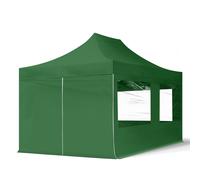 TOOLPORT 3x4,5 m Carpa plegable, ECONOMY acero 30mm, 4 laterales in on ventanas panorámicas, verde oscuro - (59047)