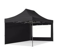 TOOLPORT 3x4,5 m Carpa plegable, PREMIUM acero 40mm, 2 laterales in on ventanas panorámicas, negro - (600041)