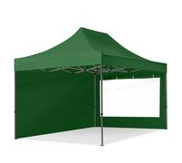TOOLPORT 3x4,5 m Carpa plegable, PREMIUM acero 40mm, 2 laterales in on ventanas panorámicas, verde oscuro - (600051)