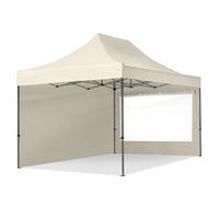 TOOLPORT 3x4,5 m Carpa plegable, PREMIUM acero 40mm, laterales con ventanas panorámicas, crema - (600048)