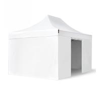 TOOLPORT 3x4,5 m Carpa plegable, PROFESSIONAL aluminio 40mm, 4 laterales incl. sin ventana, blanco - (600193)