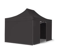 TOOLPORT 3x4,5 m Carpa plegable, PROFESSIONAL aluminio 40mm, 4 laterales incl. sin ventana, negro - (600199)