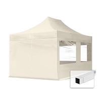 TOOLPORT 3x4,5m Gazebo Plegable - 4 Paneles Laterales (panorámica) 700N Gazebo Plegable de Acero Carpas de Fiesta en el jardín Crema