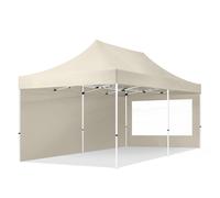TOOLPORT 3x6 m Carpa plegable, ECONOMY acero 30mm, 2 laterales in on ventanas panorámicas, crema - (59057)