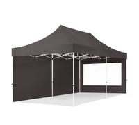 TOOLPORT 3x6 m Carpa plegable, ECONOMY acero 30mm, 2 laterales incl. con ventanas panorámicas, gris oscuro - (59051)