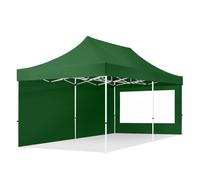 TOOLPORT 3x6 m Carpa plegable, ECONOMY acero 30mm, 2 laterales incl. con ventanas panorámicas, verde oscuro - (59053)