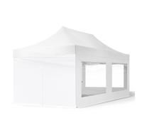 TOOLPORT 3x6 m Carpa plegable, ECONOMY acero 30mm, 4 laterales incl. con ventanas panorámicas, blanco - (59056)