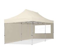 TOOLPORT 3x6 m Carpa plegable, ECONOMY aluminio 32mm, 2 laterales in on ventanas panorámicas, crema - (59022)