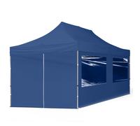 TOOLPORT 3x6 m Carpa plegable, ECONOMY aluminio 32mm, 4 laterales incl. con ventanas panorámicas, azul - (59020)