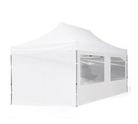 TOOLPORT 3x6 m Carpa plegable, ECONOMY aluminio 32mm, 4 laterales incl. con ventanas panorámicas, blanco - (59034)