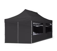 TOOLPORT 3x6 m Carpa plegable, ECONOMY aluminio 32mm, 4 laterales incl. con ventanas panorámicas, negro - (59031)