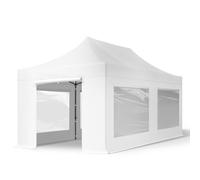 TOOLPORT 3x6 m Carpa plegable, PREMIUM acero 40mm, 4 laterales incl. con ventanas panorámicas, blanco - (600124)